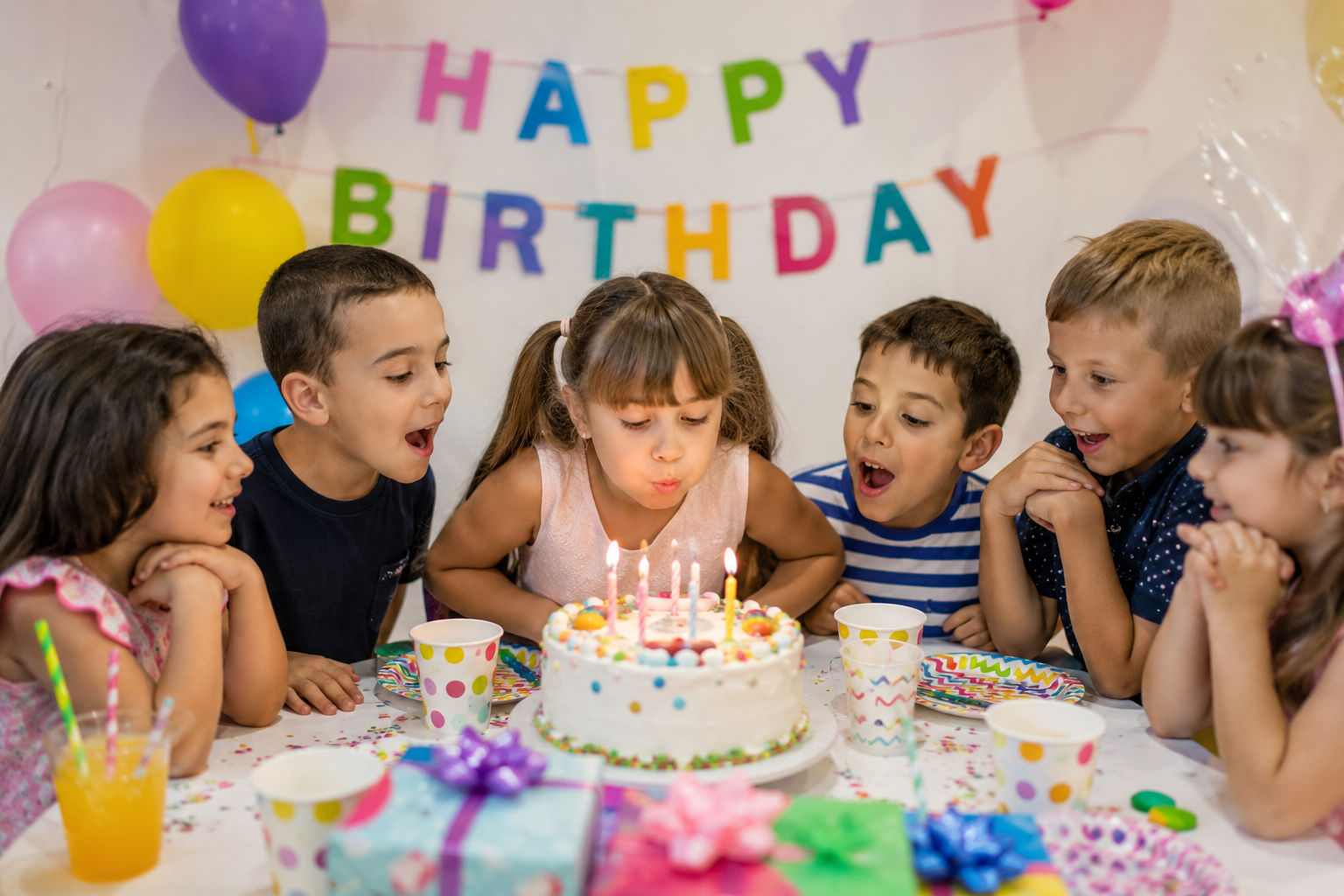 Celebración de cumpleaños infantil en la ludoteca de El Espinar con niños felices