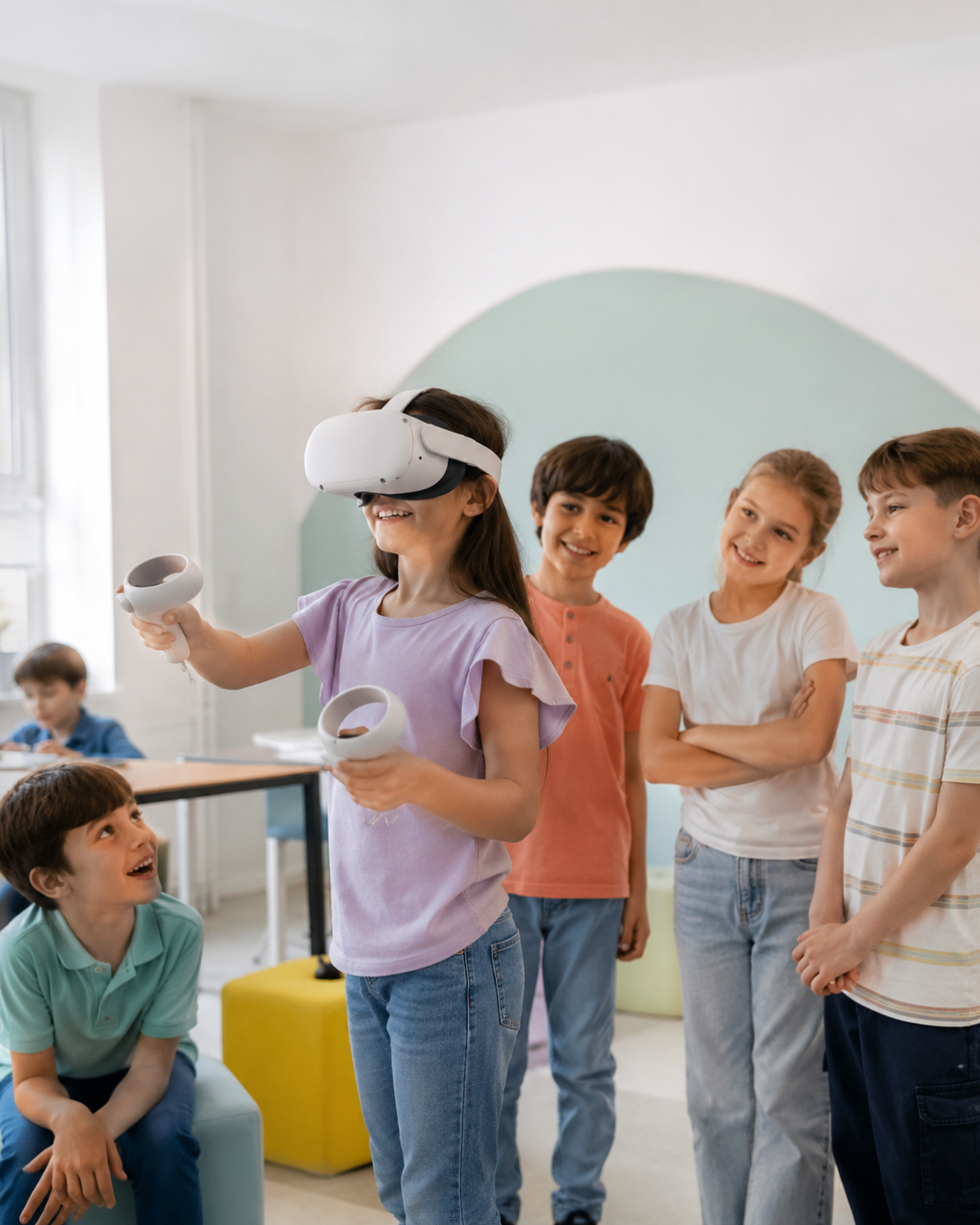 Niño explorando con gafas de realidad virtual